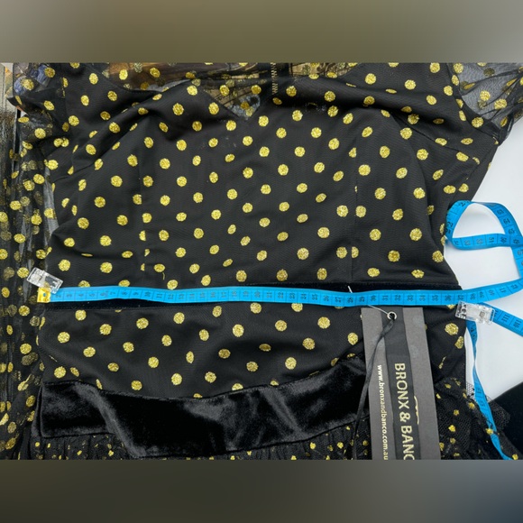 🆕 BRONX & BANCO 🧿 NWT Suns Mesh & Velvet Fit & Flare Mini Dress - Sz L - US 8 - Picture 16 of 16